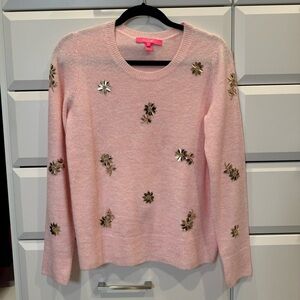 Lilly Pink Sweater with Floral Embellishments